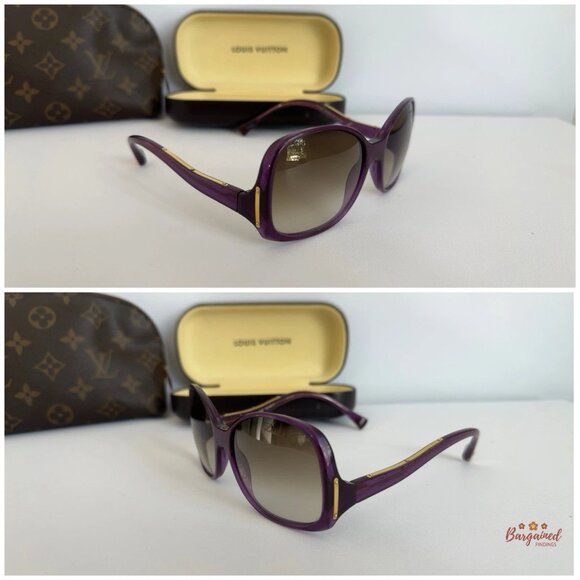 Authentic LOUIS VUITTON Purple Glitter Oversized Sunglasses Z0533W main image 13